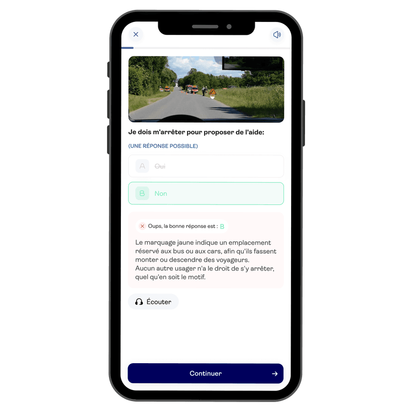 Exemple de question dans l'application Polycode